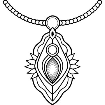 black and white pendant necklace design clip art preview