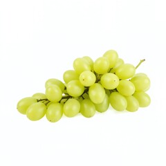 Fresh green grapes arranged neatly on a white background, showcasing their plumpness and vibrant color as a healthy snack option