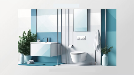Fototapeta premium Bathroom interior design illustration