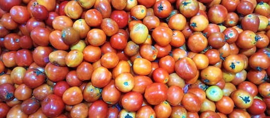 a group of red tomato with shiny vibrant color