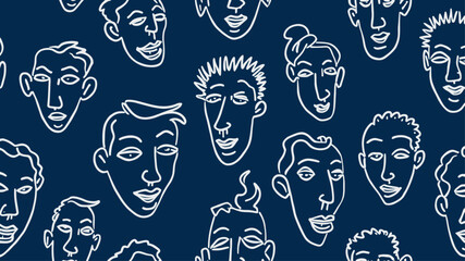 Minimalist Line Art Faces Pattern