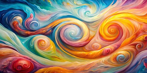 Whirlwind of Colors Abstract Painting with Swirling Patterns, oil on canvas, vibrant colors, abstract art, swirl, spiral, colors