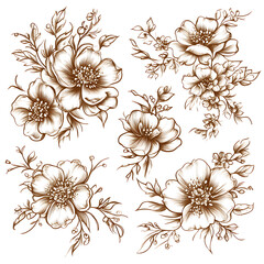 "Elegant Floral Cut-Out Designs in Gold, Ornate Flower Patterns with Geometric Symmetry"