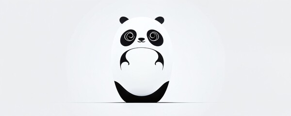 A whimsical panda character stands against a simple backdrop, showcasing its unique design and playful expression in a cartoon style