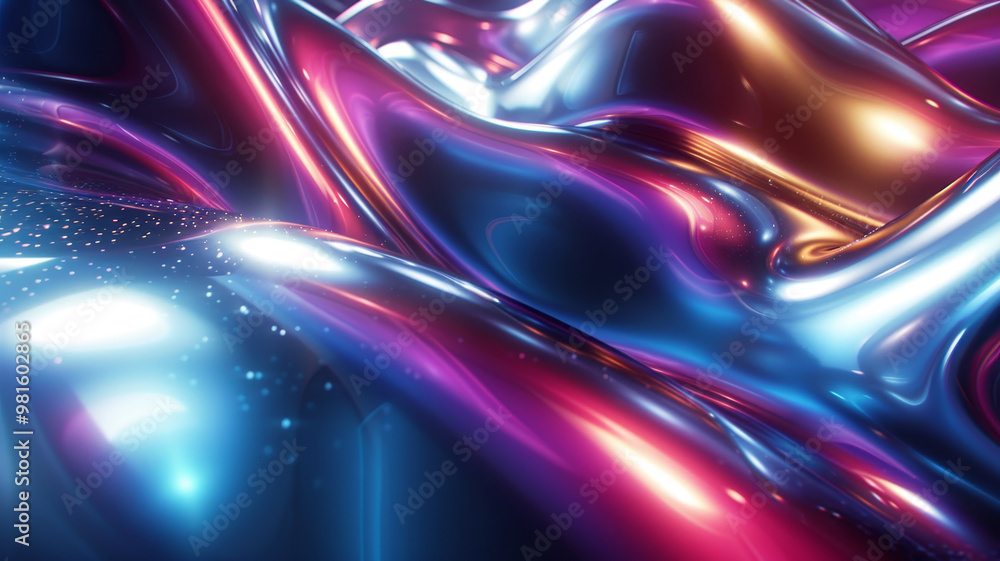 Poster vibrant waves of smooth, reflective material create a mesmerizing display of colors and textures. th