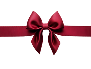 A beautiful red satin bow is elegantly tied around a matching ribbon, ideal for decorating gifts for holidays, birthdays, or special events