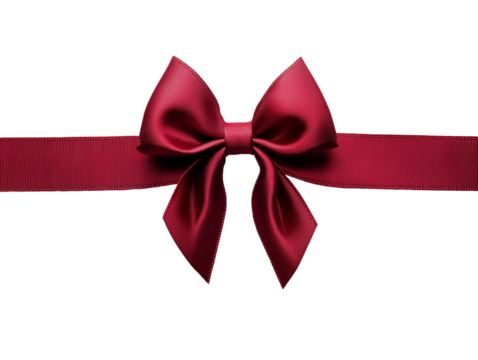 A beautiful red satin bow is elegantly tied around a matching ribbon, ideal for decorating gifts for holidays, birthdays, or special events