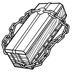 Chained Coffin Outline Vector Symbol of Entrapment
