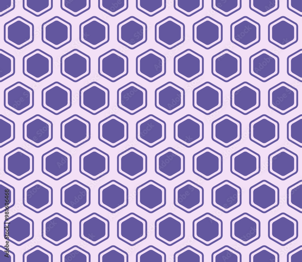 Poster minimal geometric background. blue violet color on matching background. bold rounded hexagons mosaic
