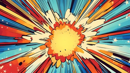Fototapeta premium Abstract Comic Book Explosion with Starry Background