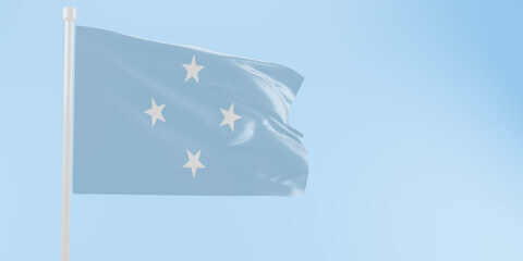 Federated States of Micronesia flag of silk-3D illustration. 3d render.