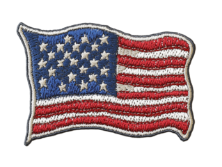 This embroidered American flag patch features a detailed design with bold colors and intricate stitching, ideal for enhancing clothing, bags, or accessories with patriotic flair