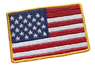 This embroidered patch features the American flag with vibrant red and white stripes, complemented by a blue field filled with stars, representing national pride and patriotism