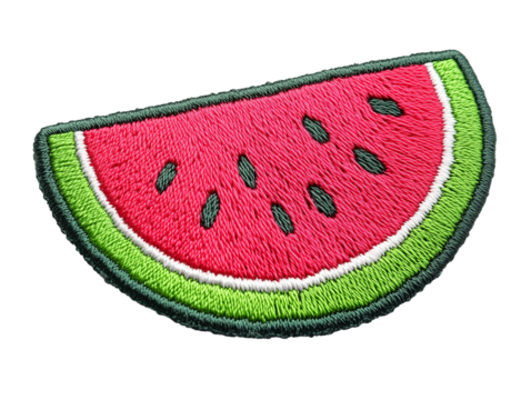This unique watermelon patch showcases detailed embroidery with vivid colors, ideal for customizing clothing or bags. It adds a fun, summery touch to any item