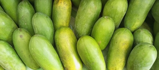Fresh Tropical Papayas at Traditional Market