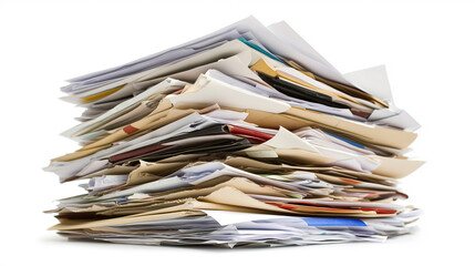one single stack of business files and folders isolated on white background