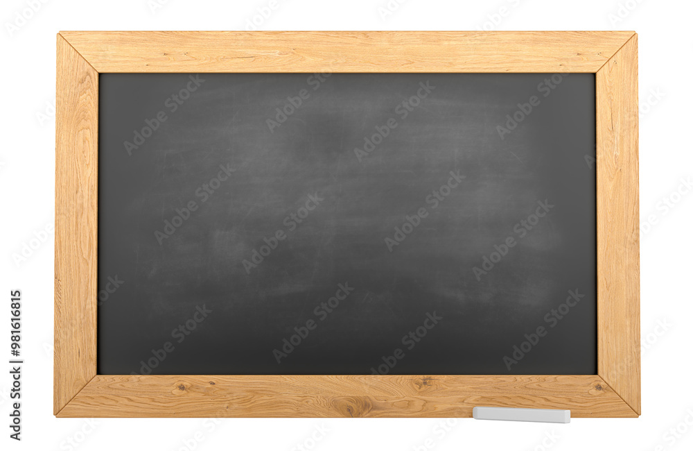 Poster school blackboard, chalkboard with chalk, front view. 3d rendering isolated on transparent backgroun