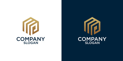 initial p abstract monogram logo design vector