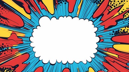 Colorful Comic Book Explosion with Speech Bubble