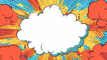 Colorful Comic Book Explosion Background with Blank Speech Bubble