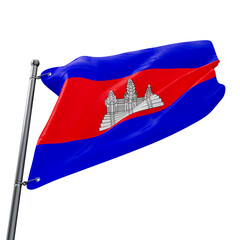Asset 3D realistic of flag of Cambodia with transparent background