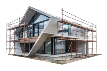 modern house under construction on transparent background
