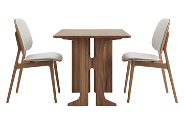Fototapeta premium dining set with a rectangular table and two chairs features a unique contemporary design on transparent background