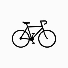 Outline of a bicycle in a minimalist design on a white background