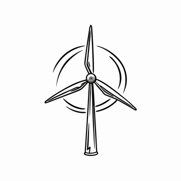 recommend clip art: Wind turbine illustrating renewable energy and sustainable technology, line art design