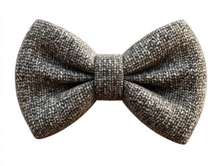 Stylish gray bow tie made of textured fabric, perfect accessory for formal occasions and enhancing any outfit, white background