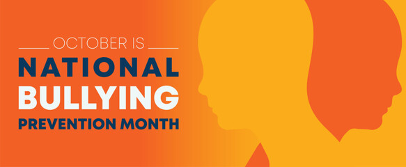 National bullying prevention month concept design . October is national bully awareness month. Vector template for banner, greeting card, poster with background. 