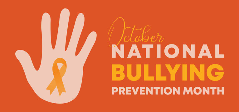 National bullying prevention month concept design . October is national bully awareness month. Vector template for banner, greeting card, poster with background. 