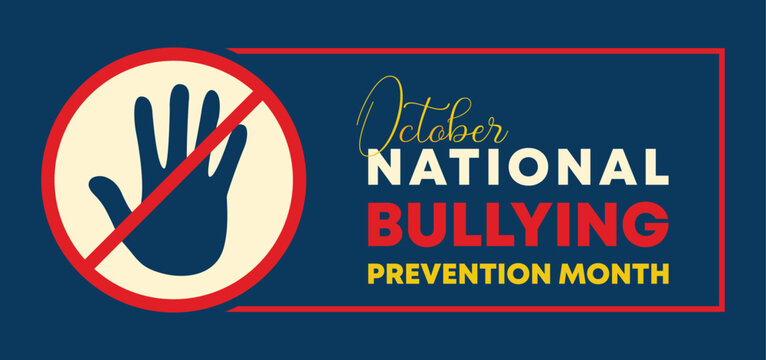 National bullying prevention month concept design . October is national bully awareness month. Vector template for banner, greeting card, poster with background. 