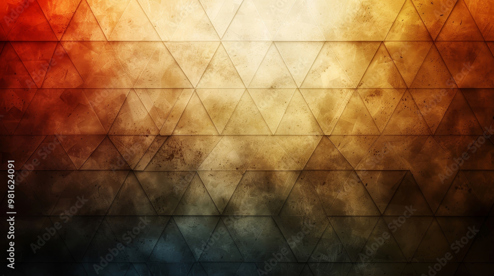 Poster a captivating design featuring a warm color palette of reds, oranges, and yellows. textured triangul