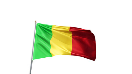 flag of mali on a transparent background, waving in the wind, national symbol of mali, african country, tall flagpole, no background, transparent png