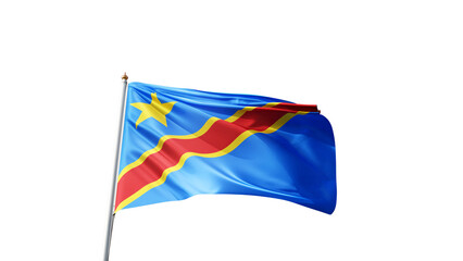 flag of democratic republic of congo on a transparent background, waving in the wind, national symbol of congo, african country, tall flagpole, no background, transparent png