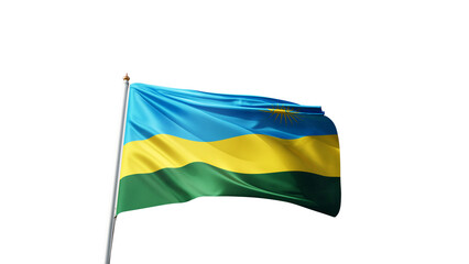 flag of rwanda on a transparent background, waving in the wind, national symbol of rwanda, african country, tall flagpole, no background, transparent png