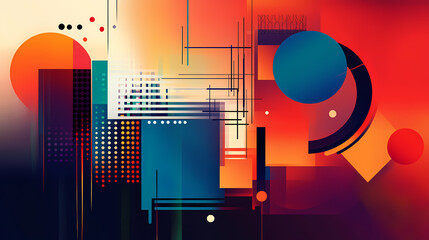 Abstract gradient composition radiating with de stijl style and modern corporate elegance, abstract, gradient, composition. De Stijl. Illustration