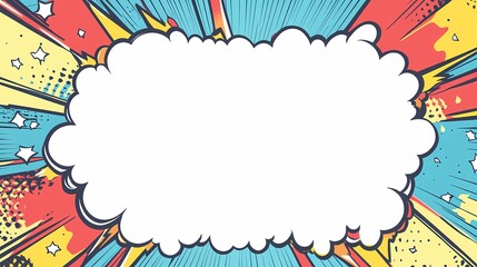 Blank Comic Book Speech Bubble with Colorful Background
