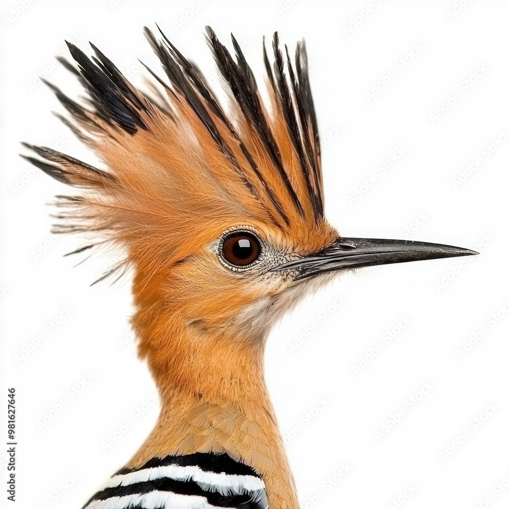 Poster vibrant hoopoe stands proudly, displaying its elaborate crest and sharp beak, captivating viewers wi