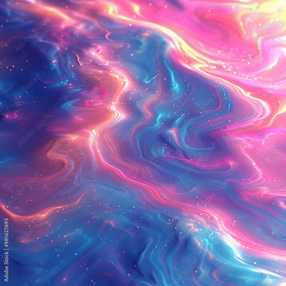 Aufkleber a mesmerizing swirl of blue, pink, and purple colors combines to form an abstract digital artwork. t