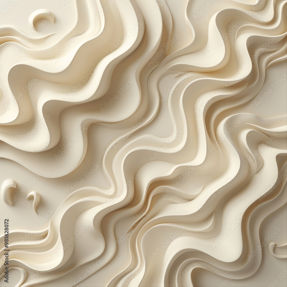 Poster the composition features a series of cream-colored, undulating layers creating a textured appearance