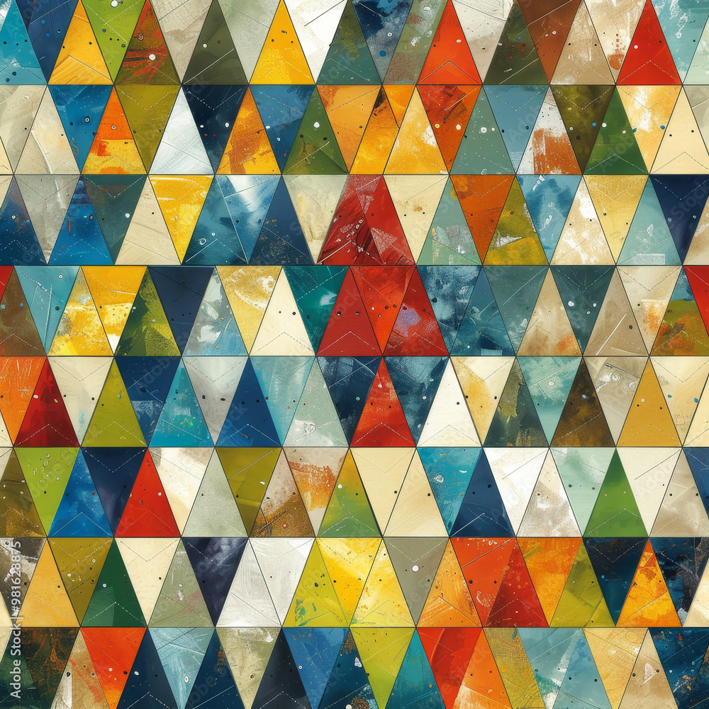 Aufkleber a vibrant arrangement of colorful triangles showcases an artistic design. the piece features a mix o