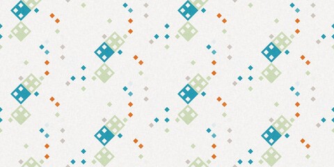 Simple glitch geometric seamless abstract banner with playful woven summer color. Bright whimsical gender neutral border bold irregular shape textile cotton effect edging.