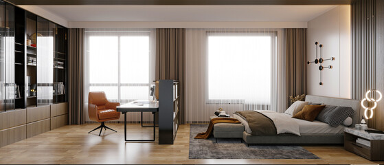 3d render of luxury hotel room