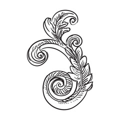 Ornate vintage decorative element isolated vector illustration