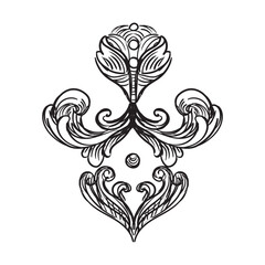 Ornate vintage decorative element vector isolated illustration