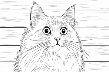  Adorable cat coloring page for children, perfect for creative stock illustrations.