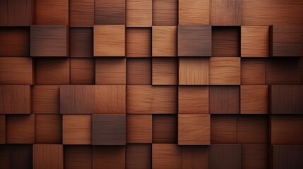 A seamless pattern of brown wood squares, arranged in a grid. The wood has a natural grain and texture, creating a warm and inviting background.