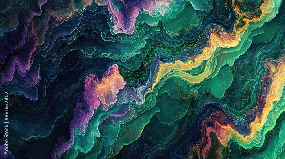 Poster beautiful and intricate natural pattern with vibrant colors and abstract textures, creating a visual